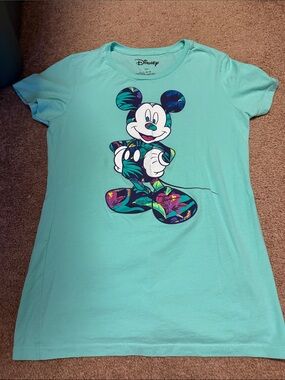 Disney Women’s Aqua Mickey Mouse Graphic Tee